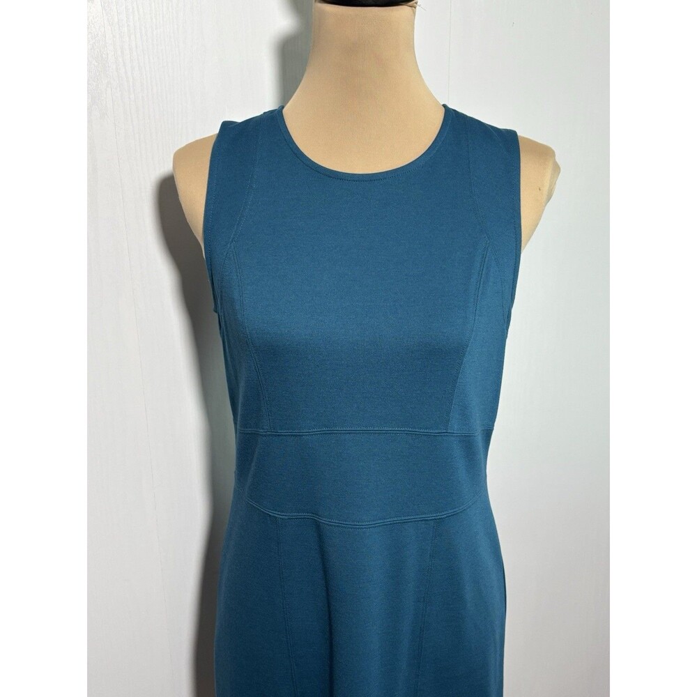 Ann Taylor Sheath Dress Womens 6 Blue Teal Sleeveless Knee Length Stretch Career - Picture 4 of 15